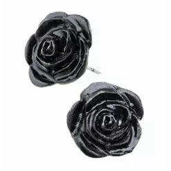 Black Rose Stud Earrings Pewter Alchemy E339