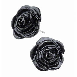 Black Rose Stud Earrings Pewter Alchemy E339 3 Black Rose Stud Earrings Pewter Alchemy E339