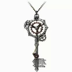 Septagramic Coercion Gearwheel Key Necklace Pewter Alchemy P671