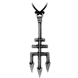 Black Trinity Trident Necklace Pewter Alchemy P686 3 Black Trinity Trident Necklace Pewter Alchemy P686