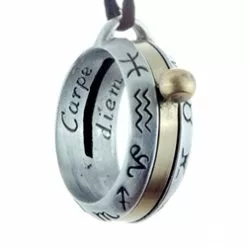 Pewter Astrology Sundial Ring Pendant 289-PC16AP
