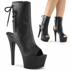 Platform Ankle Boots - Open Toe & Heel - Faux Leather