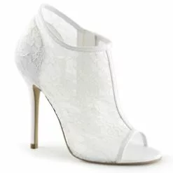 Open Toe Lace Ankle Boots In White