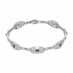 Triquetra Silver Bracelet With Amethyst Stone TBG348