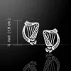Celtic Knotwork Silver Harp Earrings 52-TE1101 -TheHolidayBarn Shop 52 TE1101