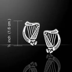 Celtic Knotwork Silver Harp Earrings 52-TE1101