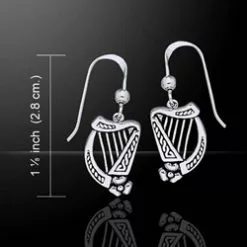 Celtic Knotwork Silver Harp Earrings 52-TE2864