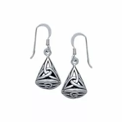 Celtic Knotwork Silver Triquetra Filigree Earrings TE683