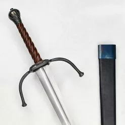 German Longsword With Twisted Wood Grip - Stage Combat Version,Renaissance Twisted Grip Longsword,Twisted Two Hand Renaissance Sword