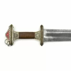 Scandinavian Vendel Chieftain's Sword With Damascus Blade - Tin Plated With Brass Hilt Accents - PRS411D -TheHolidayBarn Shop PR S411D 3