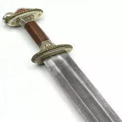 Scandinavian Vendel Chieftain's Sword With Damascus Blade - Tin Plated With Brass Hilt Accents - PRS411D -TheHolidayBarn Shop PR S411D 4
