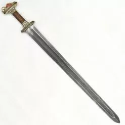 Scandinavian Vendel Chieftain's Sword With Damascus Blade - Tin Plated With Brass Hilt Accents - PRS411D -TheHolidayBarn Shop PR S411D 5