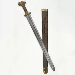 Scandinavian Vendel Chieftain's Sword Damascus Blade - Brass Hilt - Tin Plated Accents - PRS412D -TheHolidayBarn Shop PR S412D 2
