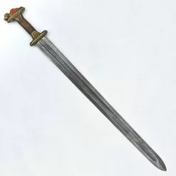 Scandinavian Vendel Chieftain's Sword Damascus Blade - Brass Hilt - Tin Plated Accents - PRS412D -TheHolidayBarn Shop PR S412D 5