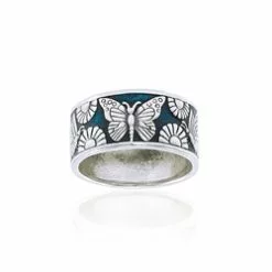 Blue Butterfly Sterling Silver Ring TRI104